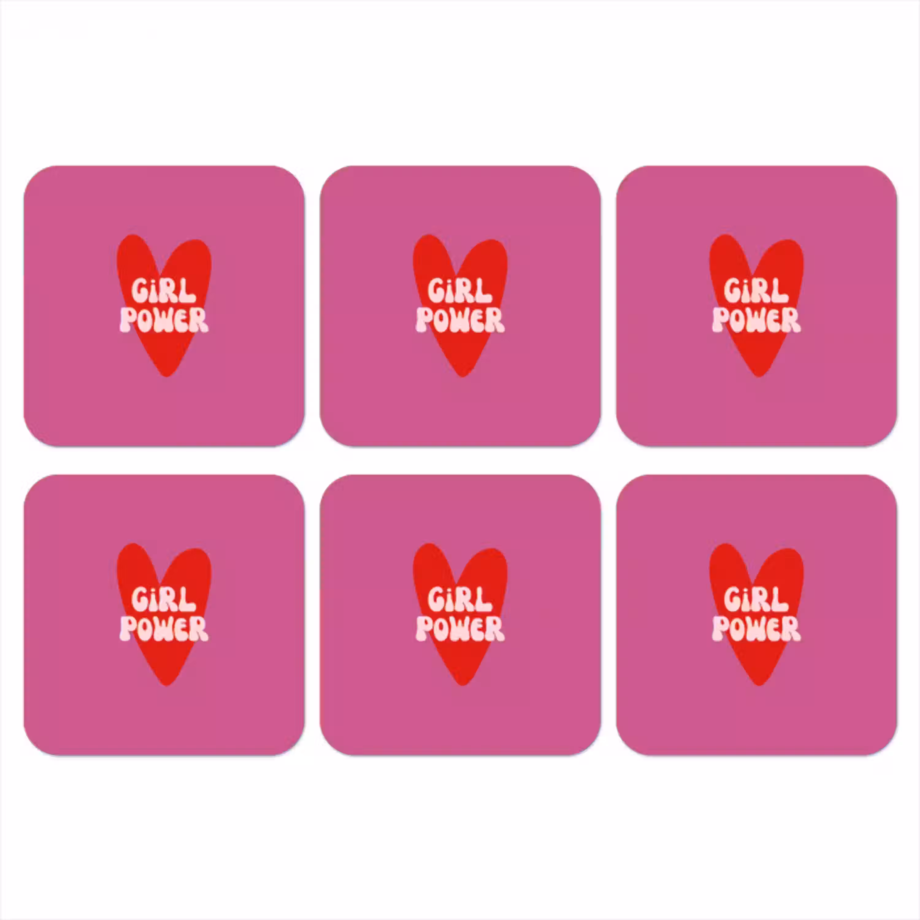 Girl power - Hart - Roze - Rood onderzetter kurk middel -3d