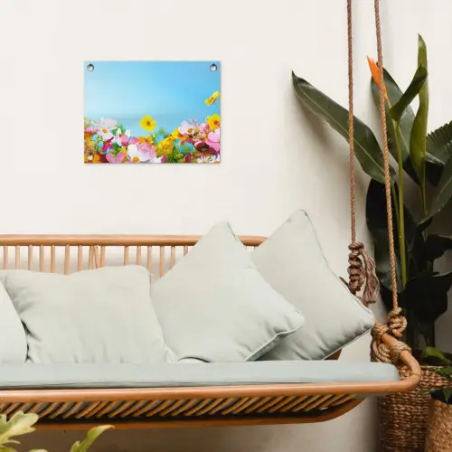 Bloemen - Kleurrijk - Blauw - Natuur tuinposter los doek klein -sfeer7