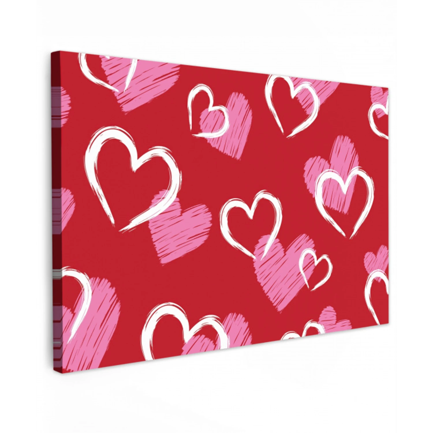 Patroon - Hartjes - Roze - Valentijn Tuinposter op houten frame 2 cm dik klein -3d