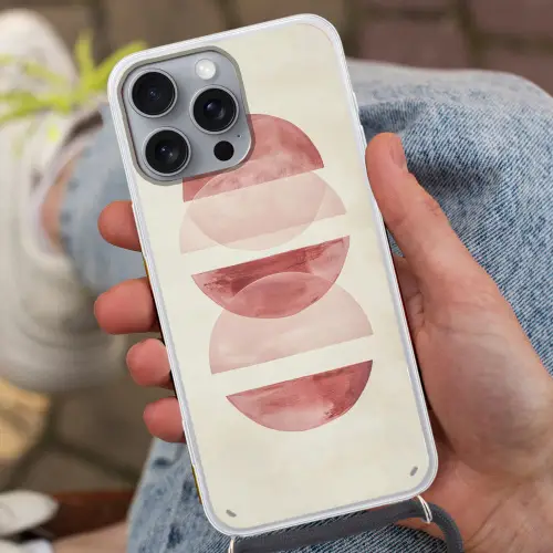 Minimalistisch - Cirkels - Roze Hoesje iPhone 16 Pro Max met koord klein -sfeer3