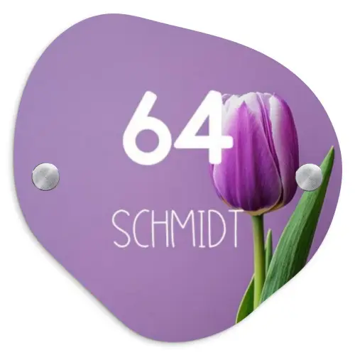 Paarse tulp - Modern Naambord Organisch middel -3d
