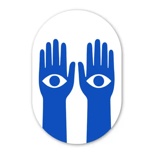 Handen - Twee - Ogen - Blauw Wandcirkel Ovaal Forex klein -3d
