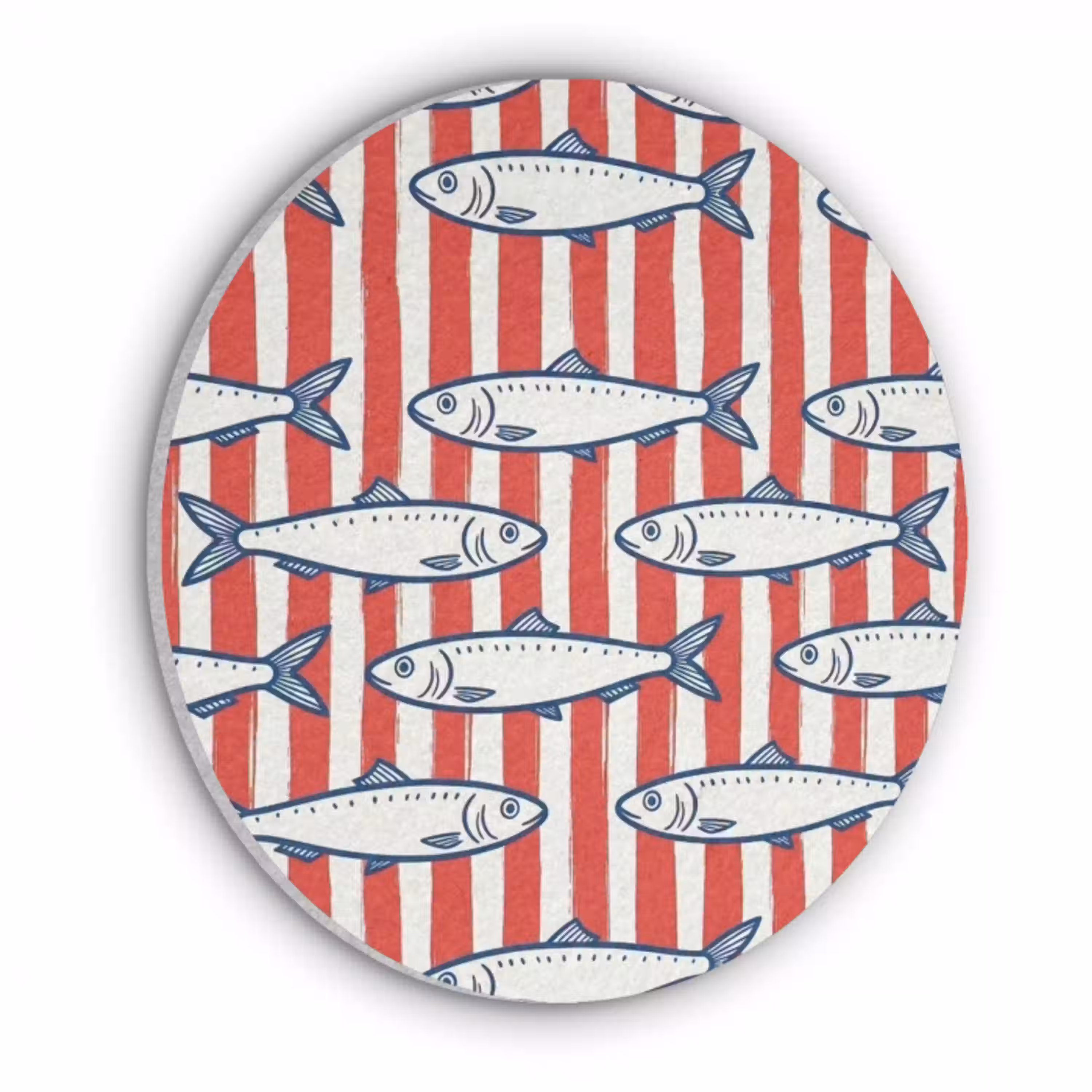 Vis - Patroon - Strepen - Illustratie - Rood Akoestische PET Vilt - Rond klein -3d