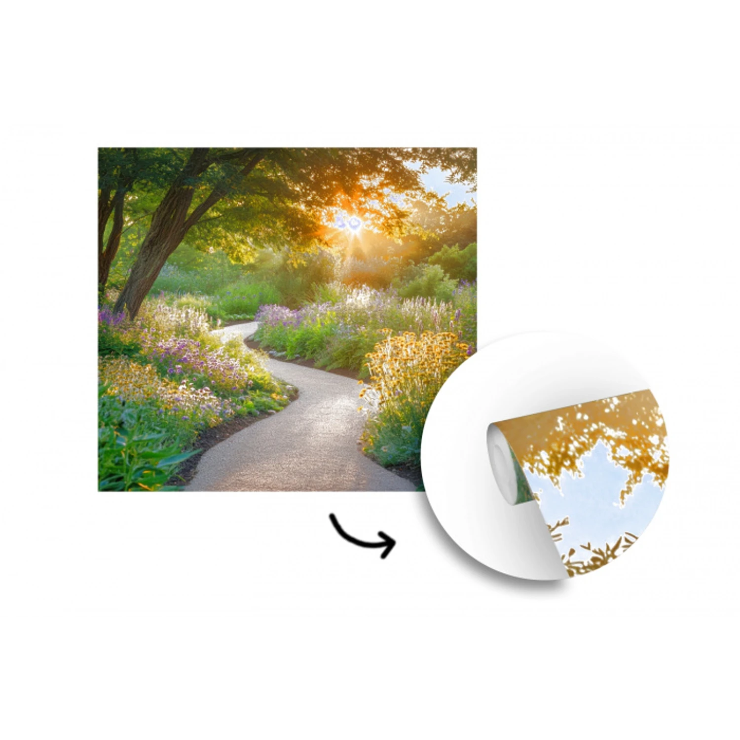 Pad - Bloemen - Park fotobehang vinyl groot -3d