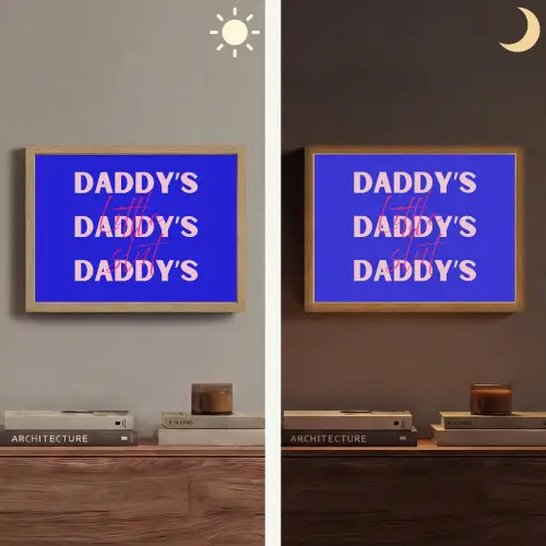Blauw - Daddy's - Blokletters Light Box met batterij (Wandlamp) middel -sfeer3