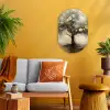 Beige - Abstract - Boom - Goud Wandcirkel Ovaal Forex klein -sfeer4