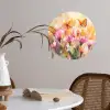 Vlinders - Oranje - Bloemen Wandcirkel behangsticker klein -sfeer3