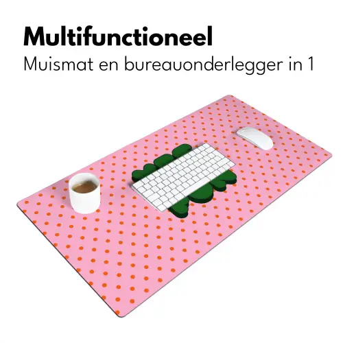 Yes fun - Groen - Roze - Stippen Muismat XXL klein -sfeer4