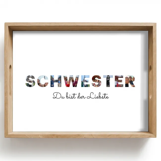 Personalisierte Tablett - Schwester - Buchstaben-Collage