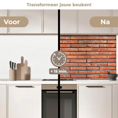 Rood - Bakstenen - Muur - Beschadiging keuken achterwand 2 middel 871 -voor-na2_NL