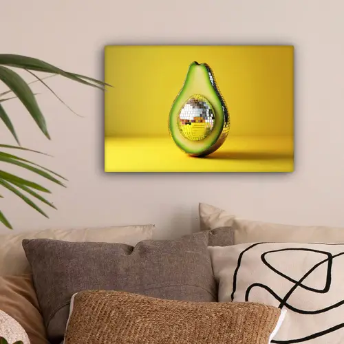 Avocado - Discobal - Geel - Glitter canvas 2cm klein -sfeer1
