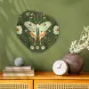 Bloemen - Bladeren - Olijfgroen - Vlinder Wandcirkel Organisch Forex 3mm klein -sfeer2