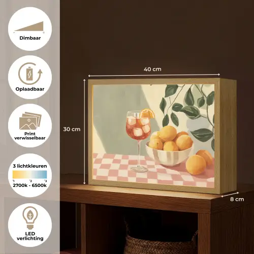 Citroenen - Glas - Tafelkleed - Geblokt Light Box met batterij (Wandlamp) middel -USP_websiteoverzichtNL