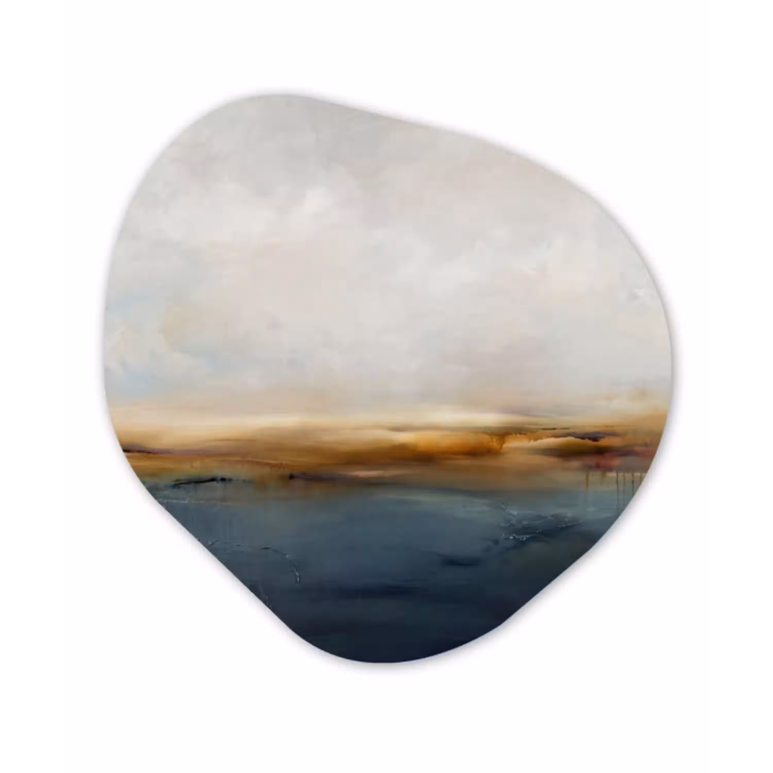 Abstract - Horizon - Water - Modern - Beige Wandcirkel Organisch Aluminium middel -3d