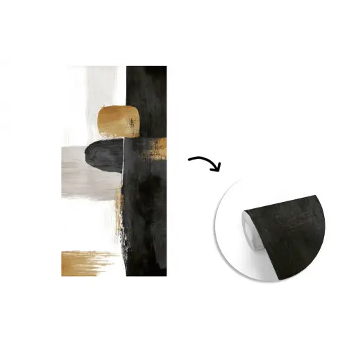 Vormen - Penseelstreken - Abstract - Goud fotobehang vinyl groot -3d