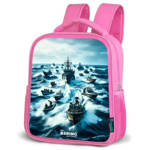 Schepen in de zee Kinderrugzak - Roze middel -schuin
