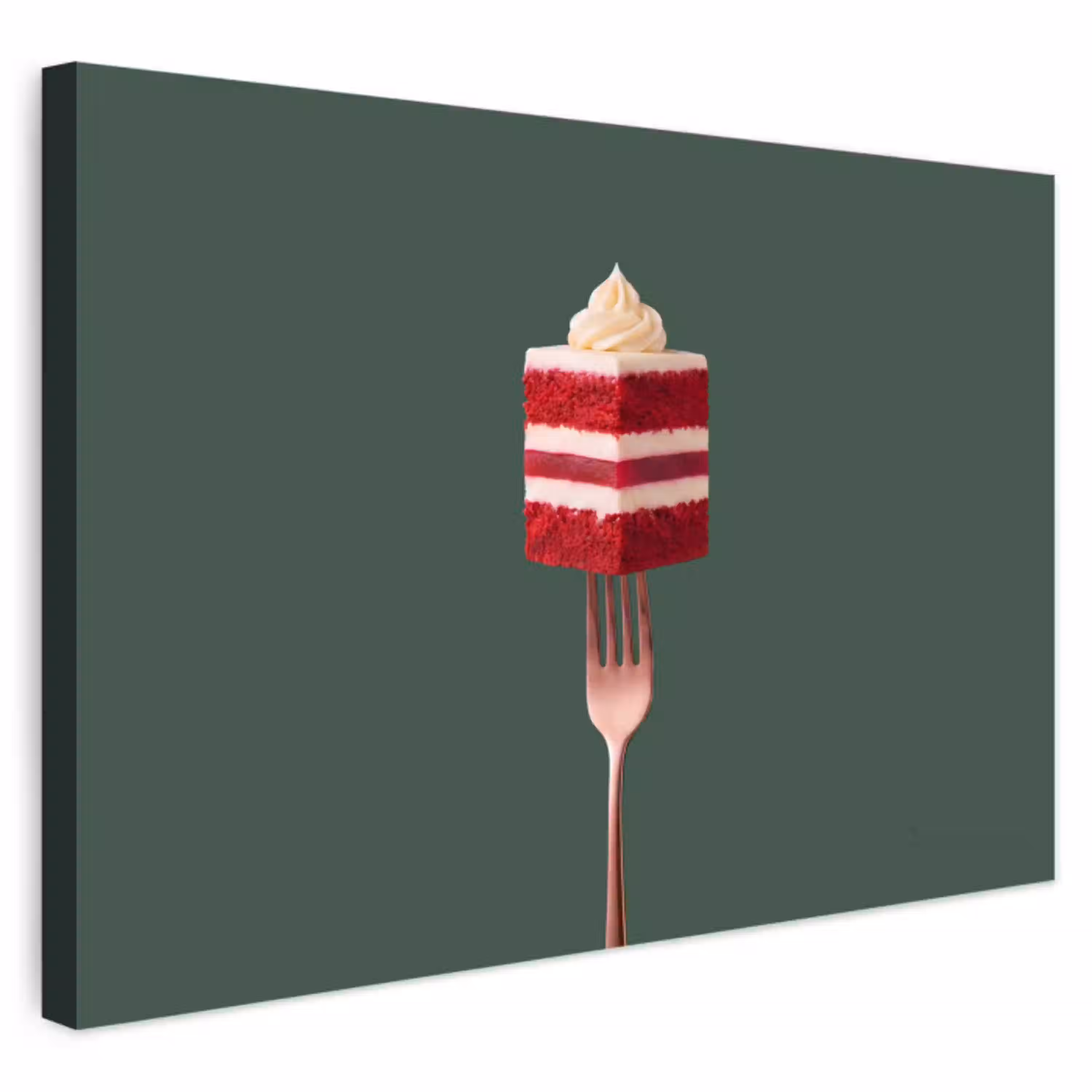 Cake - Vork - Rood Tuinposter op houten frame 2 cm dik klein -3d