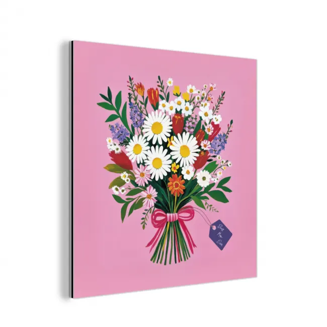 Bloemen - Quote - Kaartje - Kleurrijk aluminium wit klein -3d