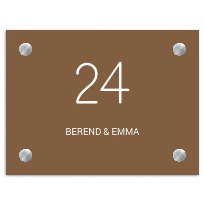Bruin - Klassiek Naambord Rechthoek middel -3d