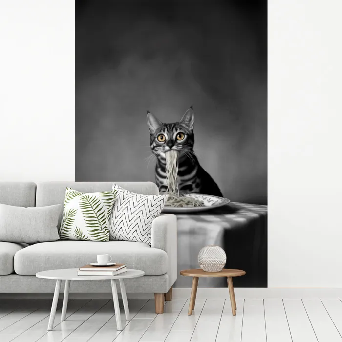 Bengaal - Kat - Tafelkleed - Zwart - Wit - Dier fotobehang vinyl groot -woonkamer