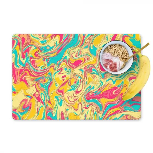 Geel - Roze - Blauw - Retro Placemat vinyl groot -zzzproduct_Kitchenyeah-website