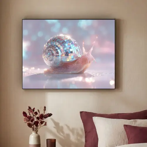 Slak - Disco - Mozaïek - Blauw Textielframe zwart klein -sfeer1
