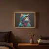 Graffiti - Kat - Zwart - Jas - Street art Light Box met batterij (Wandlamp) middel -sfeer4