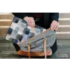 Patroon - Blauw - Vierkanten laptophoes neopreen klein -tas