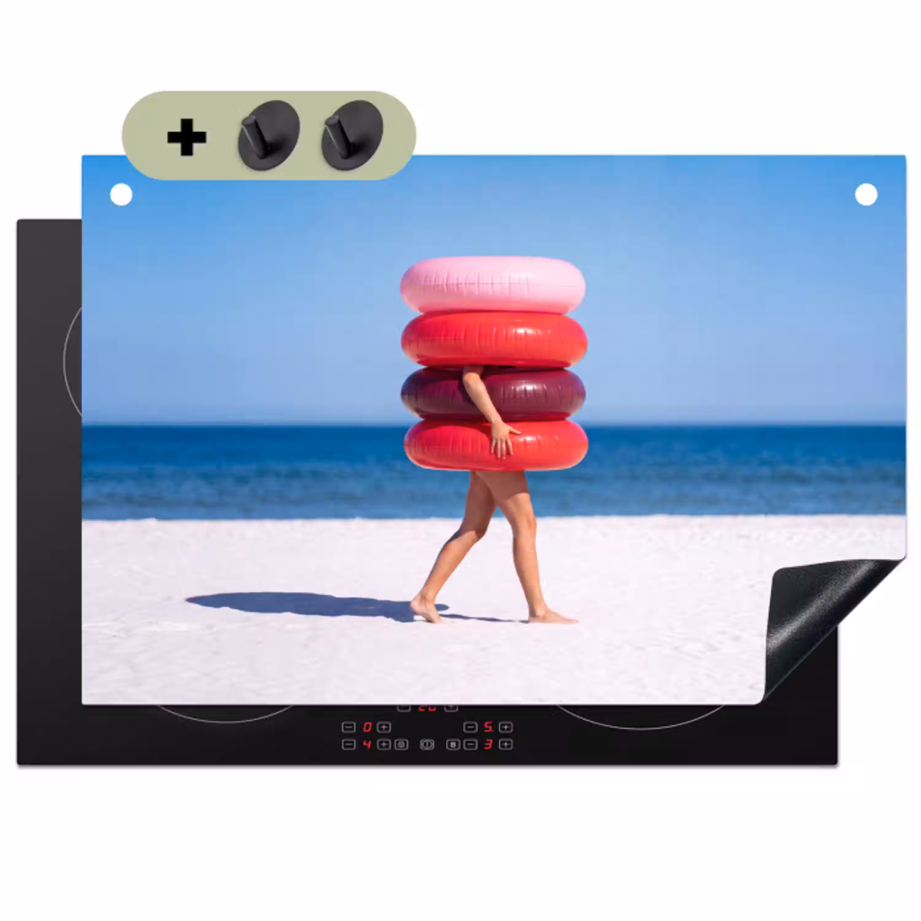 Mensen - Strand - Zomer - Recreatie - Kleurrijk Inductie beschemer met haakjes klein -3d