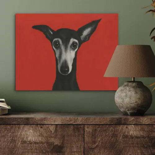 Windhond - Minimalistisch - Rood PET vilt klein -sfeer2