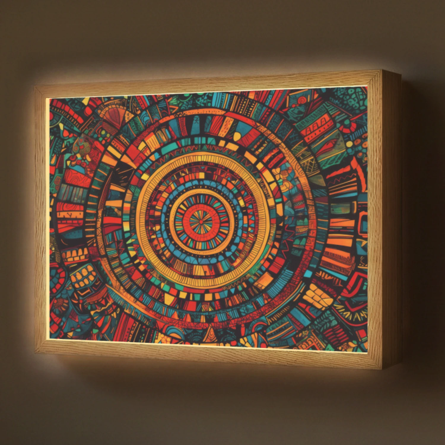Mandala - Cirkels - Patronen Light Box met batterij (Wandlamp) middel -z3d_website
