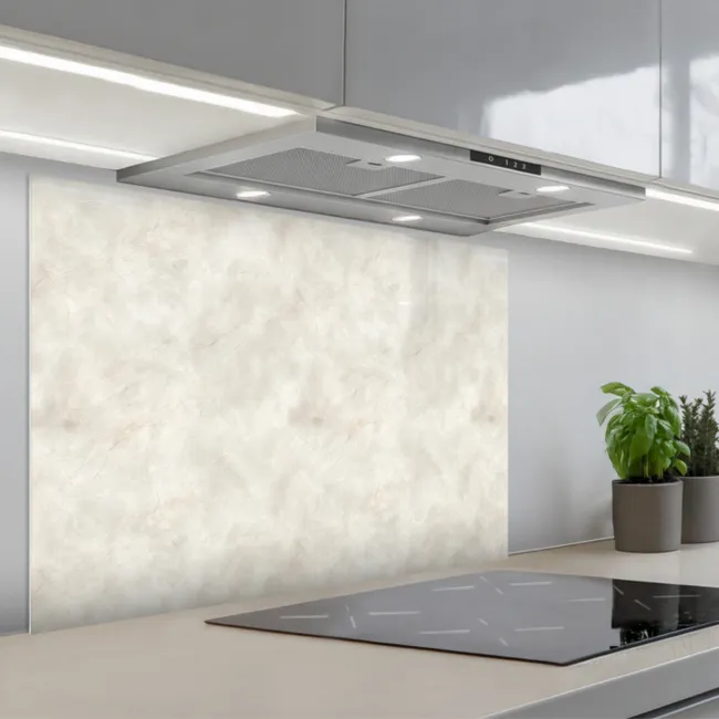 Kitchen splashback for hob - Cream beige - Marble - Veins