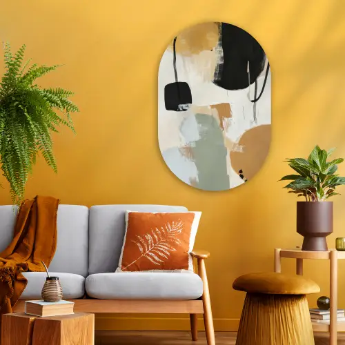 Paint - Abstract - Kleuren Wandcirkel Ovaal Glas middel -sfeer4