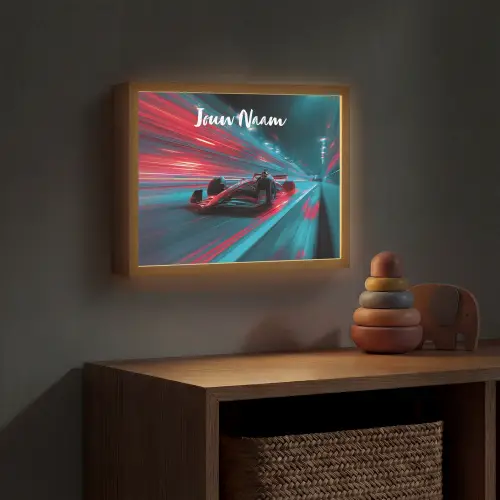 Formule 1 - Raceauto - Rood - Neonverlichting Light Box met batterij (Wandlamp kind) middel -sfeer5_kind