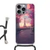 Eiffeltoren - Parijs - Roze Hoesje iPhone 16 Pro Max met koord klein -3d