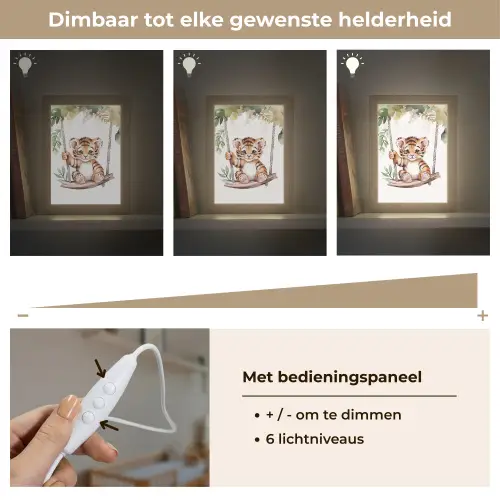 Tijger - Dier - Kinderen - Jungle Light Box met kabel klein -USP_dimbaarNL