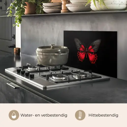 Vlinder - Rood - Contrast keuken achterwand spatscherm klein -usp_NL