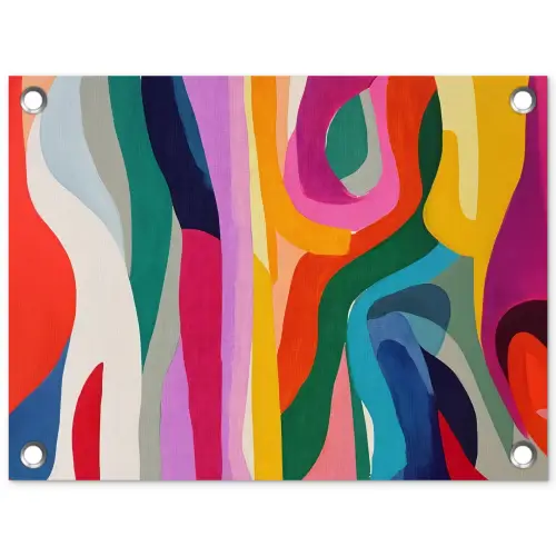 Abstract - Kleurrijk - Golven - Lijnen tuinposter los doek klein -3d