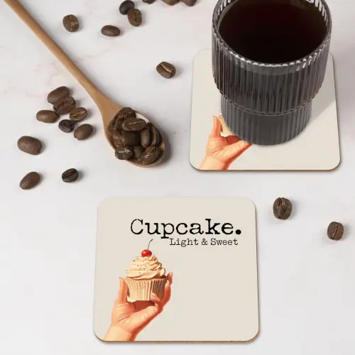 Cupcake - Zoet - Kers onderzetter kurk middel -sfeer2