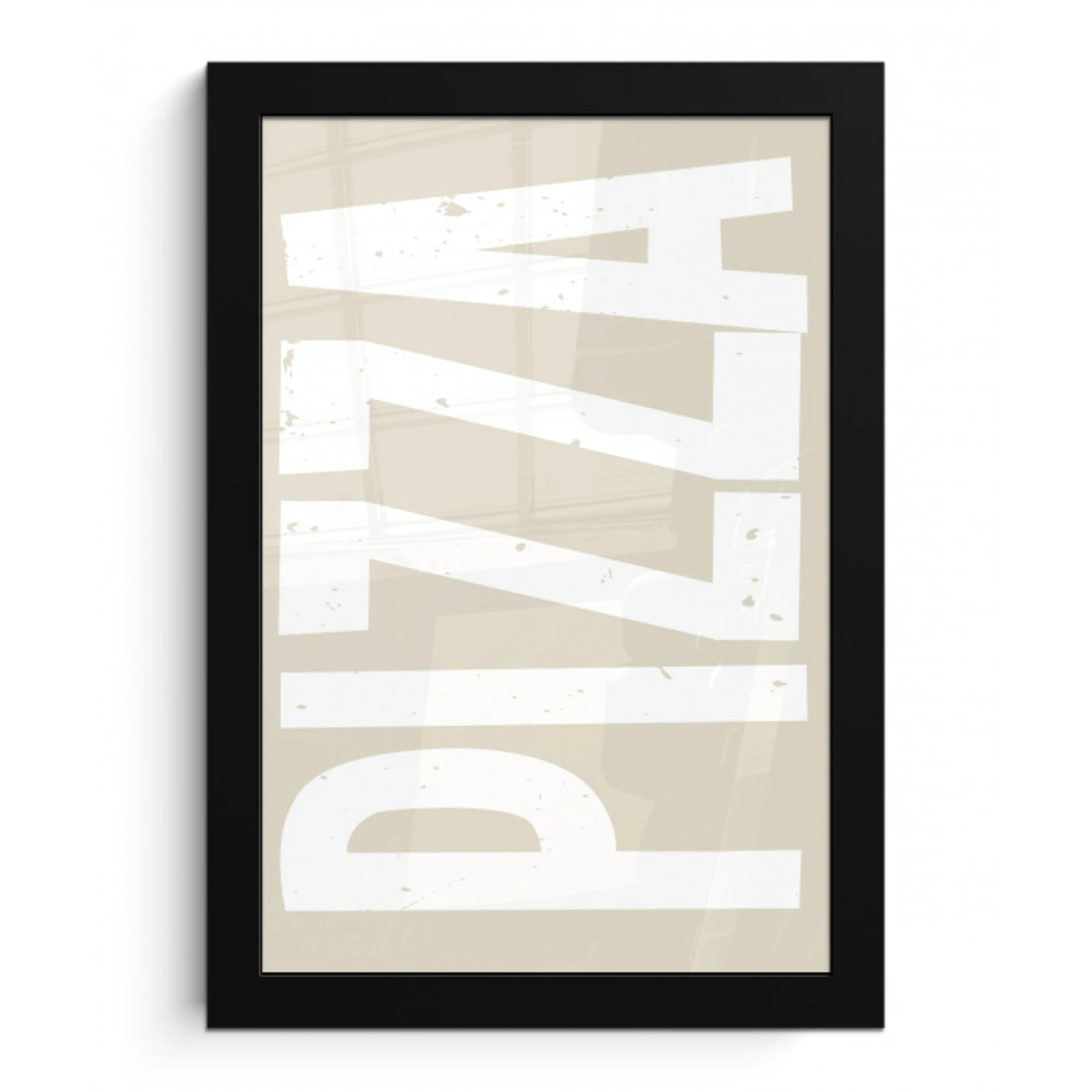 Pizza - Decoratie - Japandi - Wit fotolijst zwart zonder passe partout klein -3d