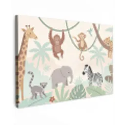 Jungle - Dieren - Groen canvas 2cm klein -z3d