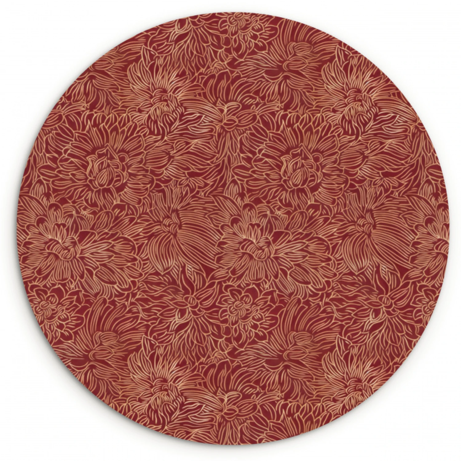 Bloemen - Motief - Rood Wandcirkel kunststof plaat 5mm dik klein 188 -3d