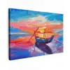 Schilderij - Boot - Olieverf - Water canvas 2cm klein -z3d