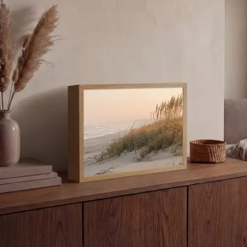 Duinlandschap - Zonsondergang - Strand Light Box met batterij (Wandlamp) middel -sfeer2