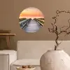 Zonsonderang - Zee - Pad - Gras - Duin - Vogels Wandcirkel behangsticker klein -sfeer1