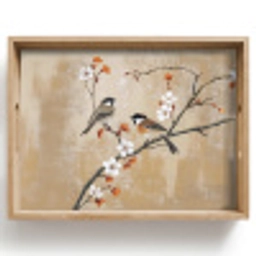 Vogels - Bloesemtak - Bloemen - Oranje Dienblad Rechthoek middel -z3d_shopping