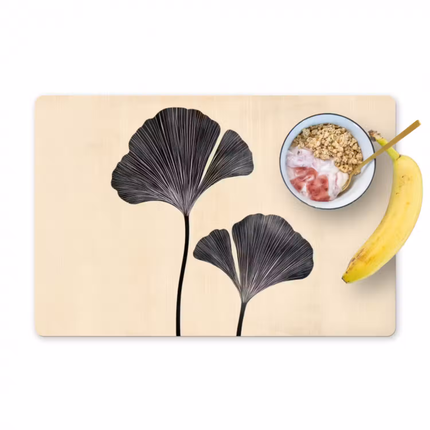 Tischset - 6 Stück - Blätter - Minimalistisch - Schwarz