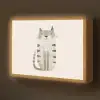Kat - Dieren - Beige Light Box met batterij (Wandlamp kind) middel -z3d_website