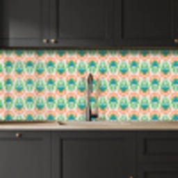 Retro - Bloemen - Design - Groen - Oranje keuken achterwand 2 middel 871 -sfeer1