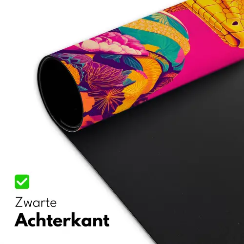 Hagedis - Bloemen - Roze - Kimono Muismat XXL klein -sfeer2